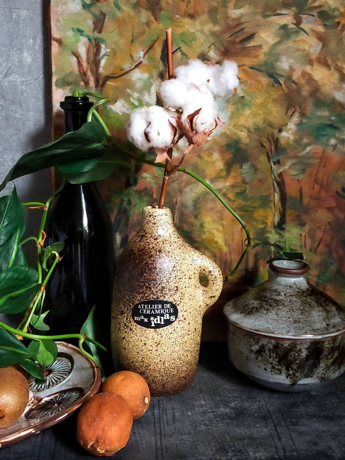 Single-flower vase, ceramic bottle by Max Idlas