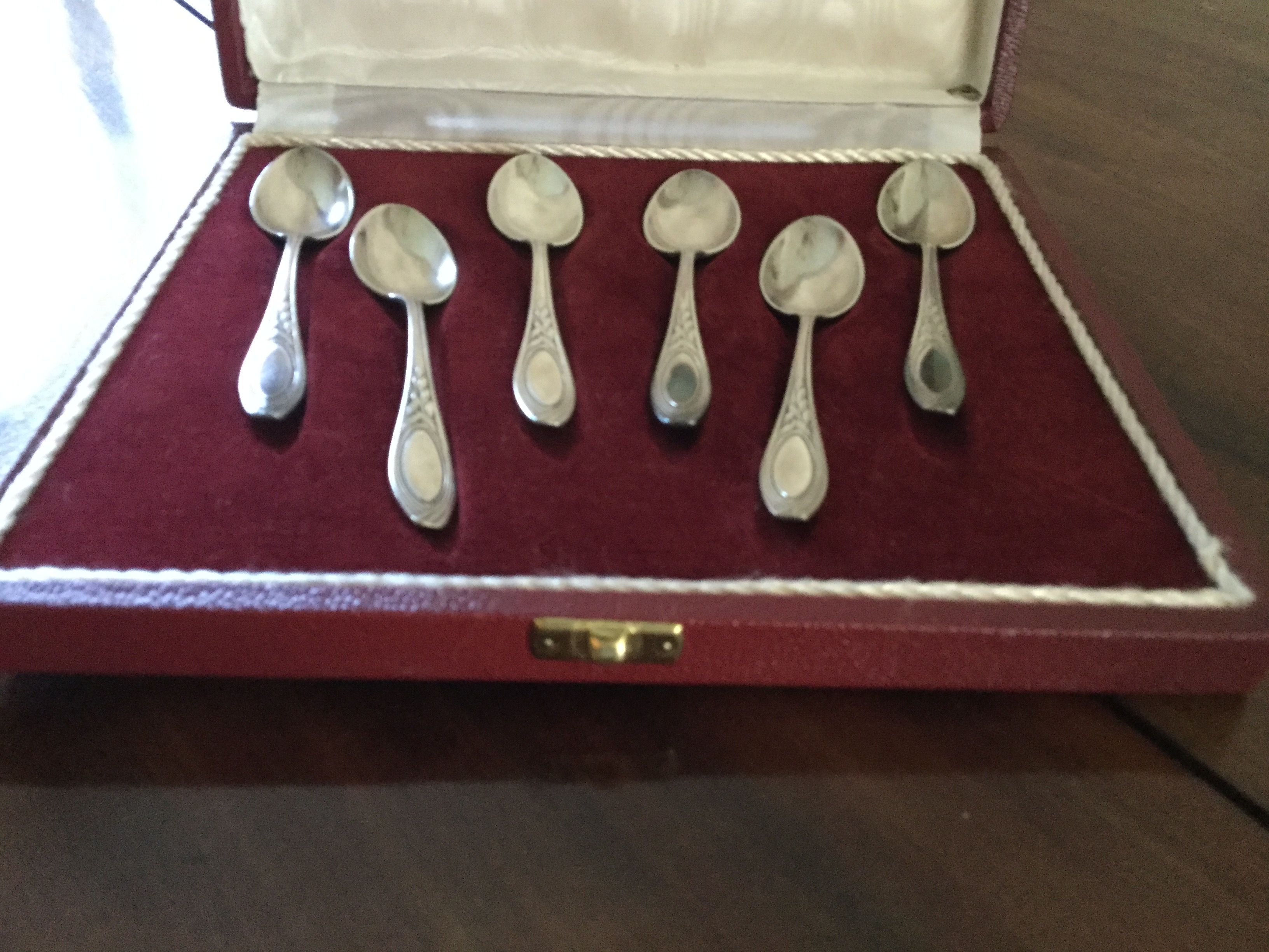 Set of 6 mocha spoons in silver metal