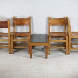 Ensemble de 4 chaises et table basse Maison Regain, France, circa 1970