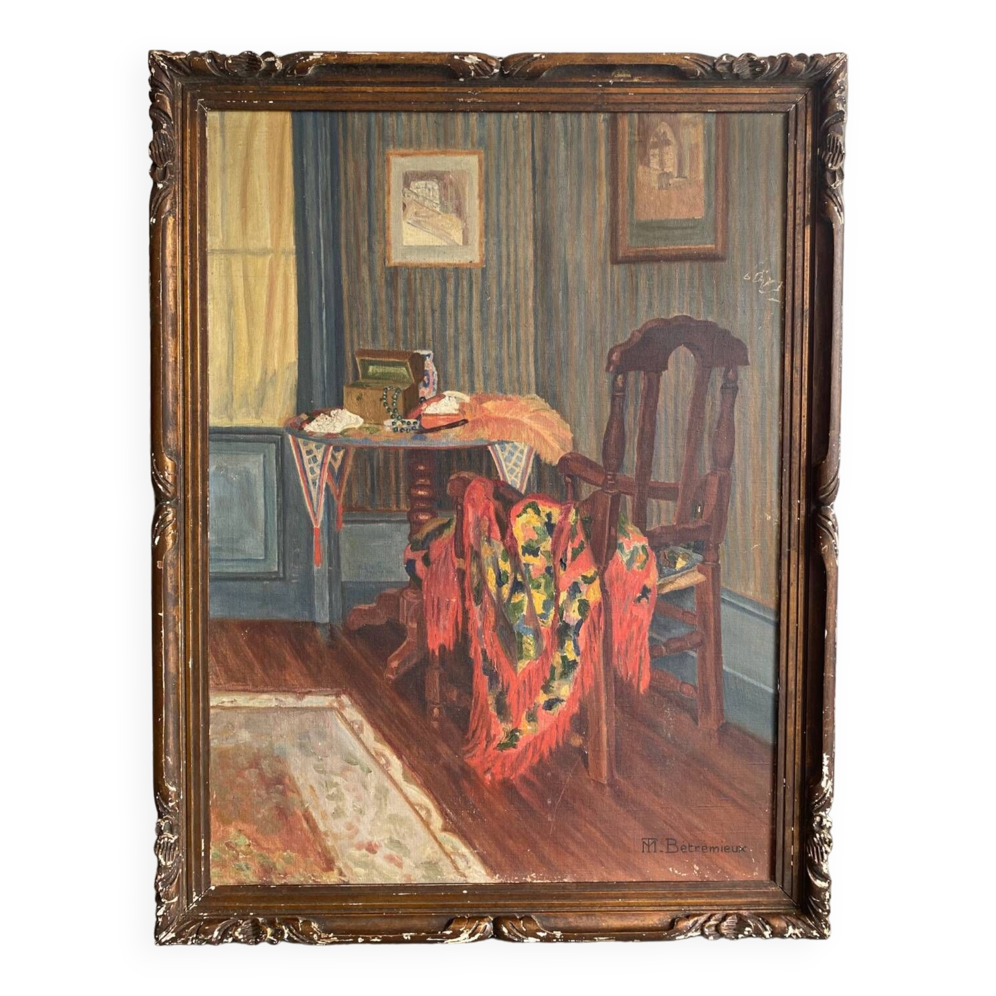 Oil on canvas inside the shawl