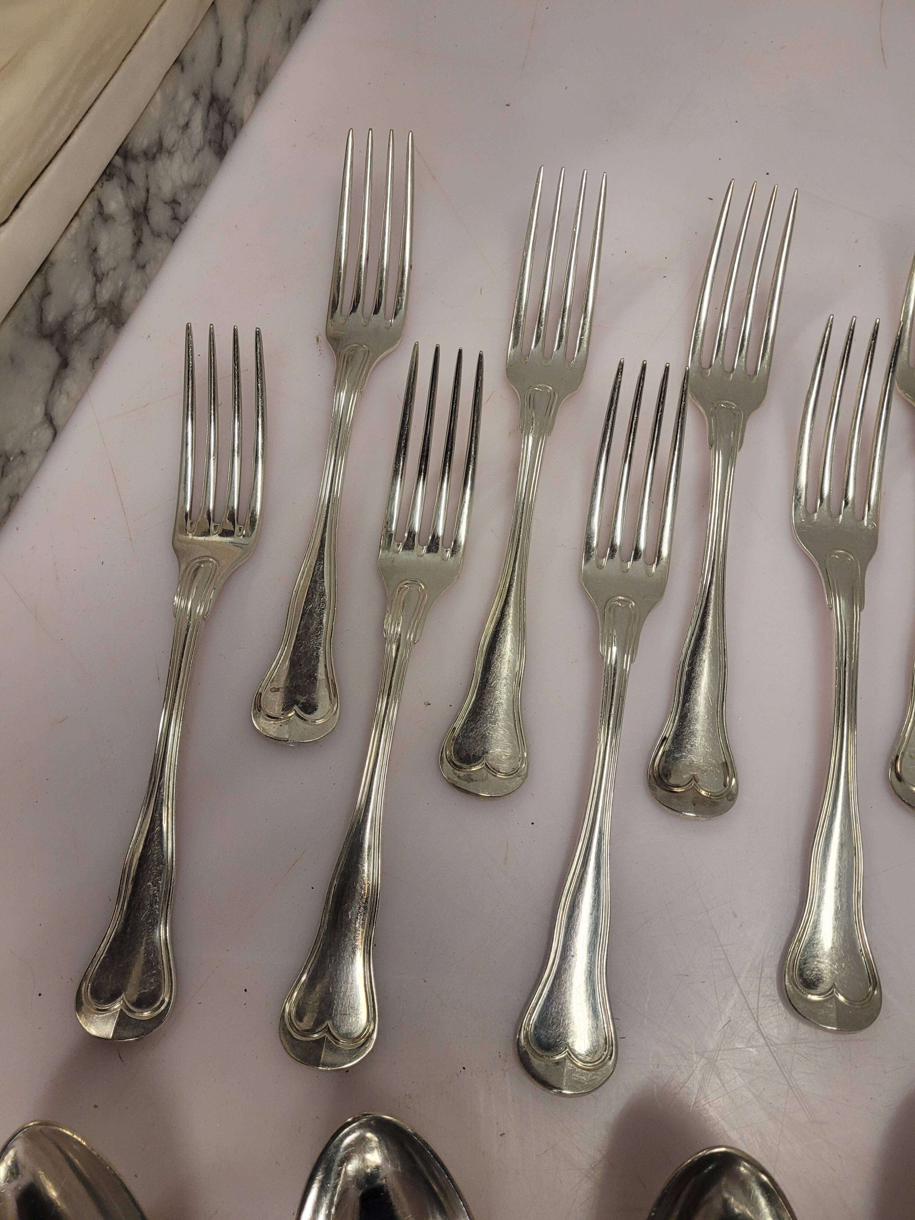 Christofle cutlery set in silver metal 36 pieces with its box