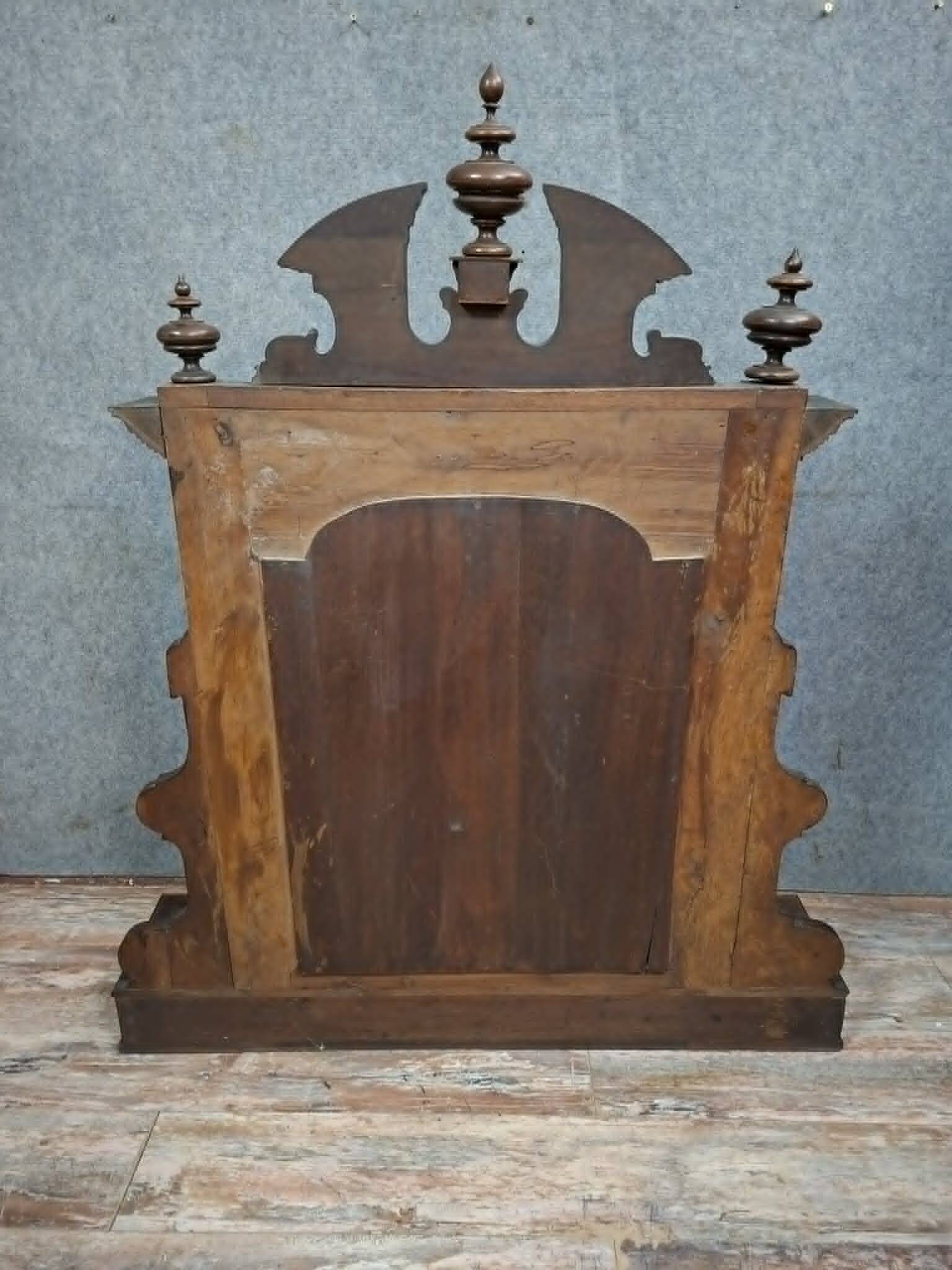 Large Buffet Mirror or Psyche in Henri II Style, Carved Walnut, Late 19th Century