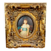 Old painting on wood signed Becker (?) – Portrait of a child