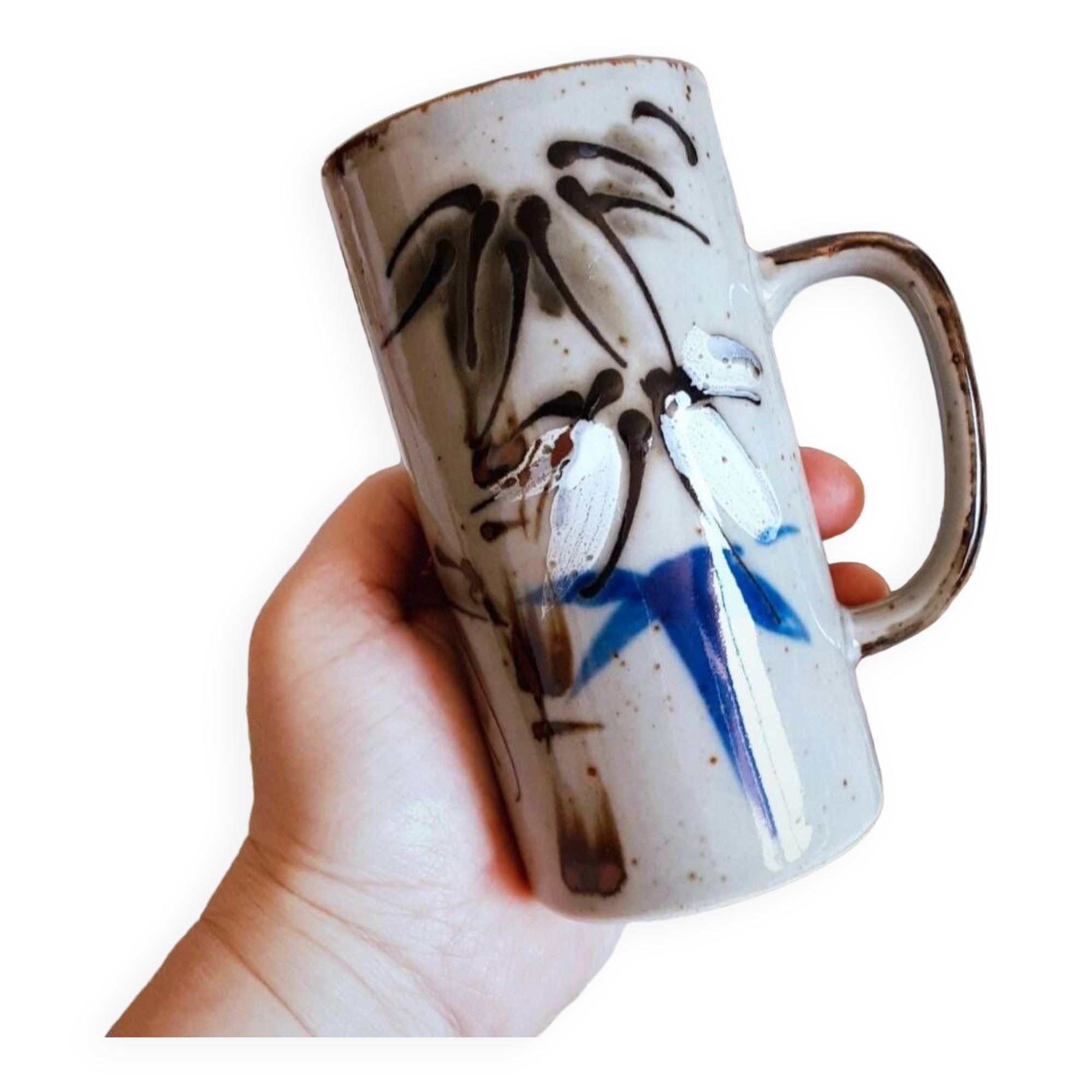 Large vintage artisanal stoneware mugs