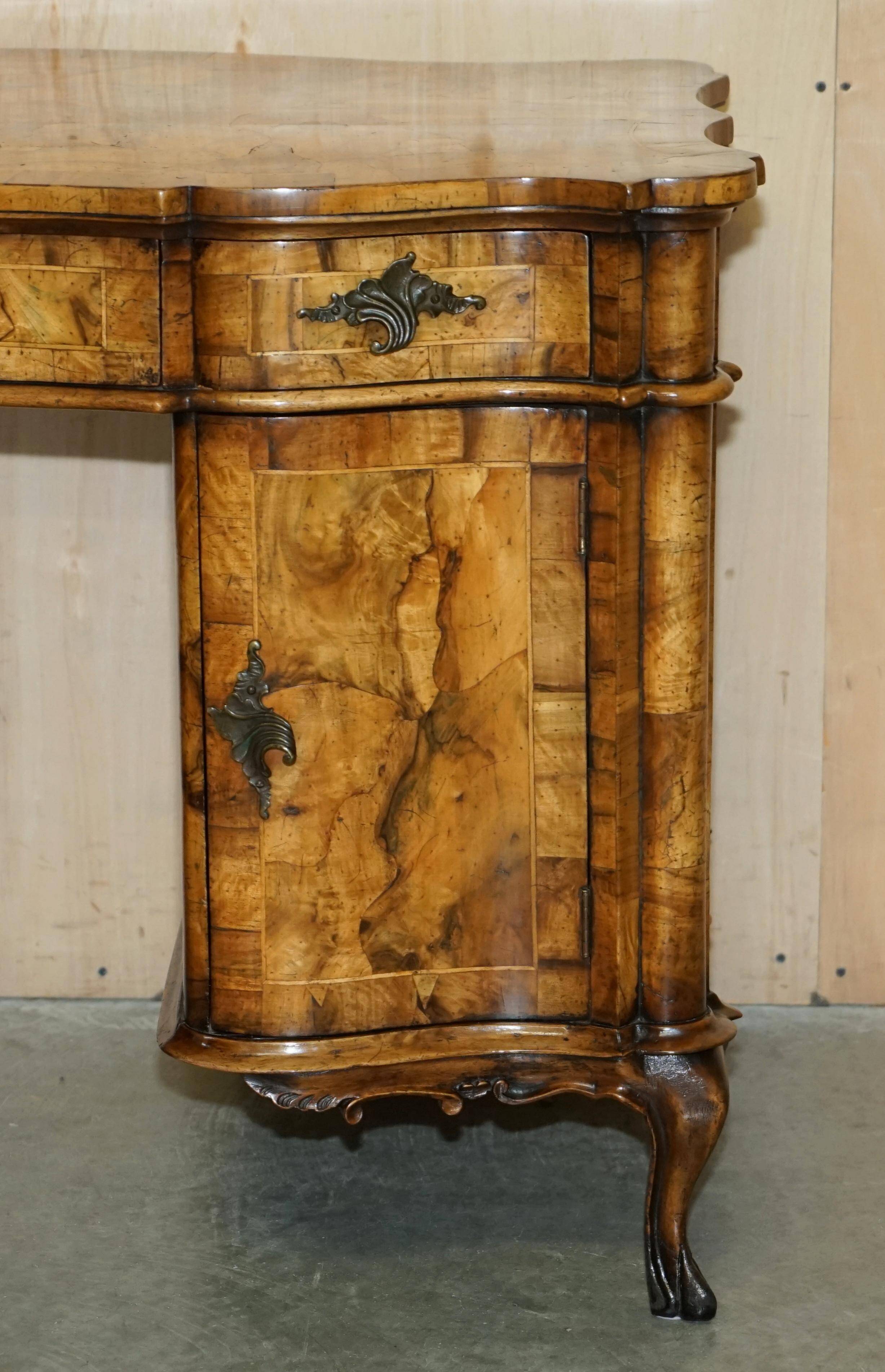 Antique Italian writing desk in olive wood circa 1860