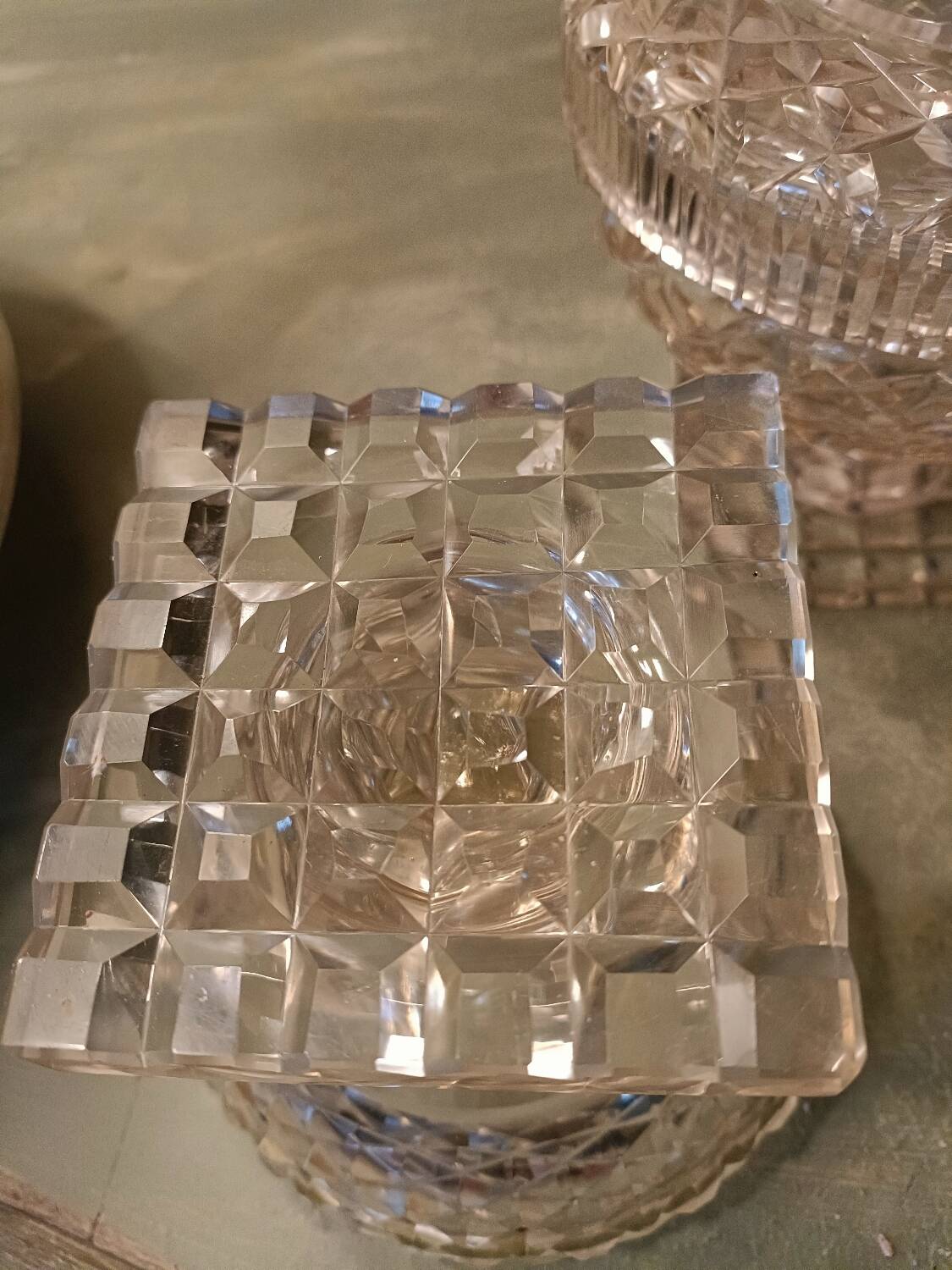 19th century cut crystal drageoirs