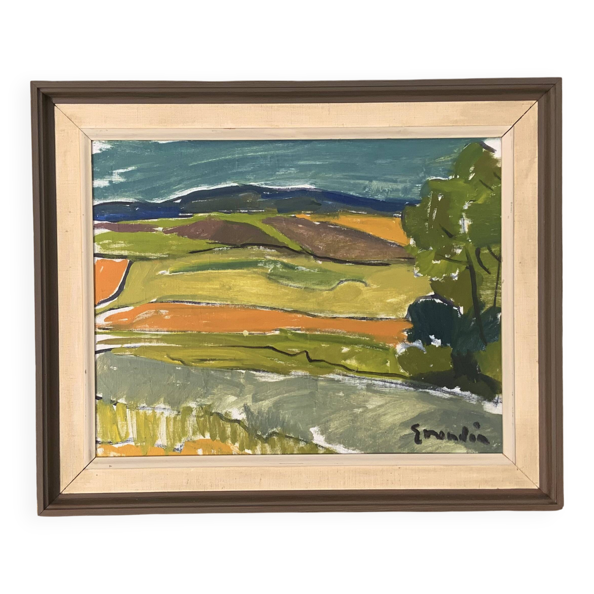 Vintage Oil on Canvas Landscaoe by Svan Grandin 1960s