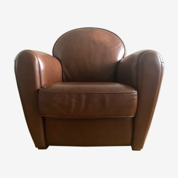 Full grain leather club armchair