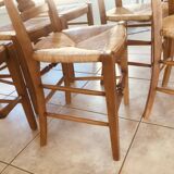 6 chaises en merisier massif « les fables de la fontaine «
