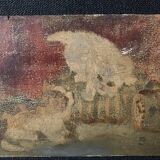 Petit tableau ancien signé, scène de chats, huile sur panneau, 1900