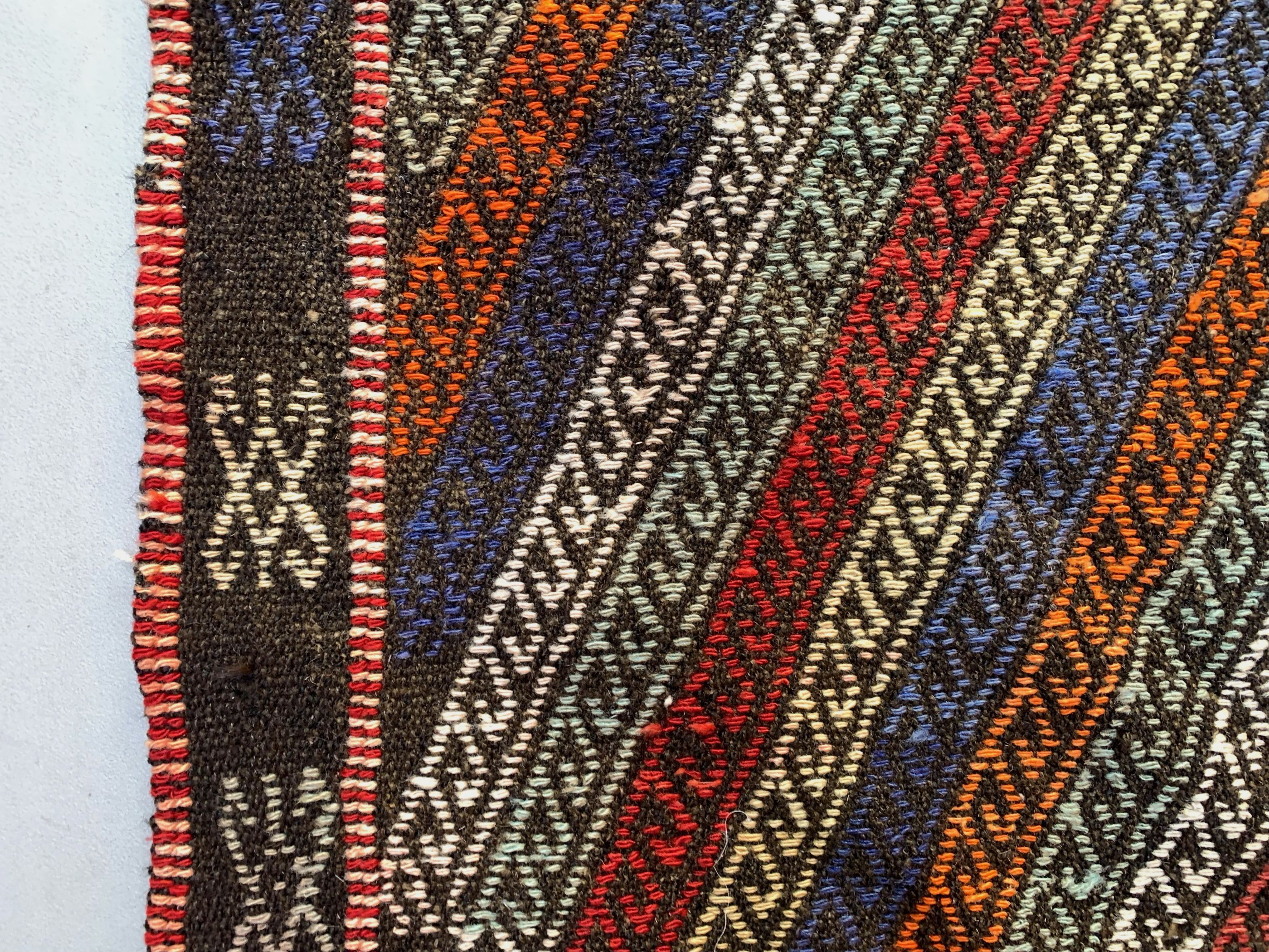Large Vintage Turkish Kilim Rug 180x162 cm Wool Kelim, Square