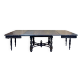 Oak dining table with beech base and 3 extensions
