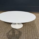 Original oval Tulip Knoll table 198cm white laminate, NEW in the box.
