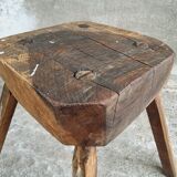 Antique stool oak plant table