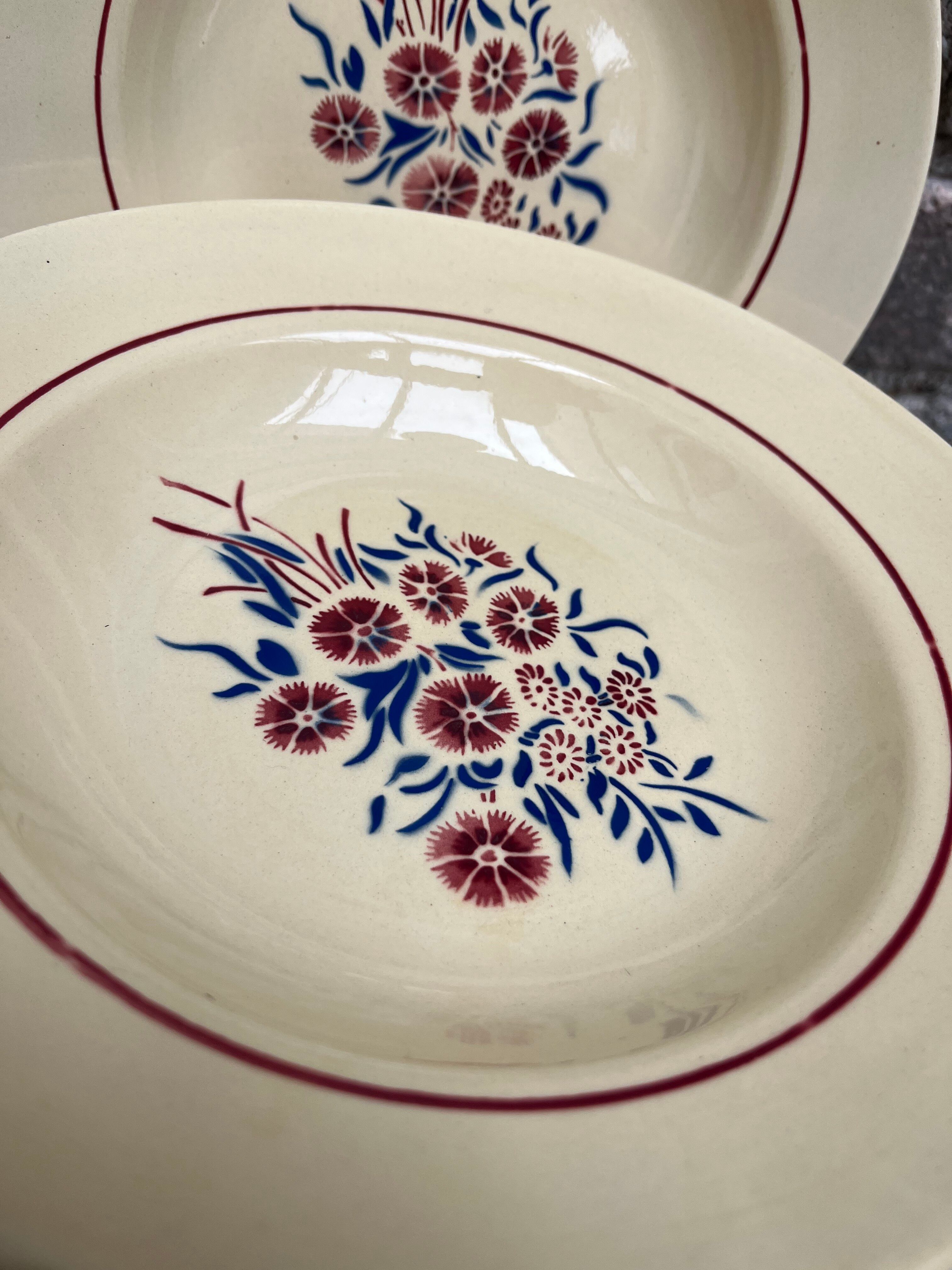 Set 12 assiettes creuses « Œillets » Badonviller