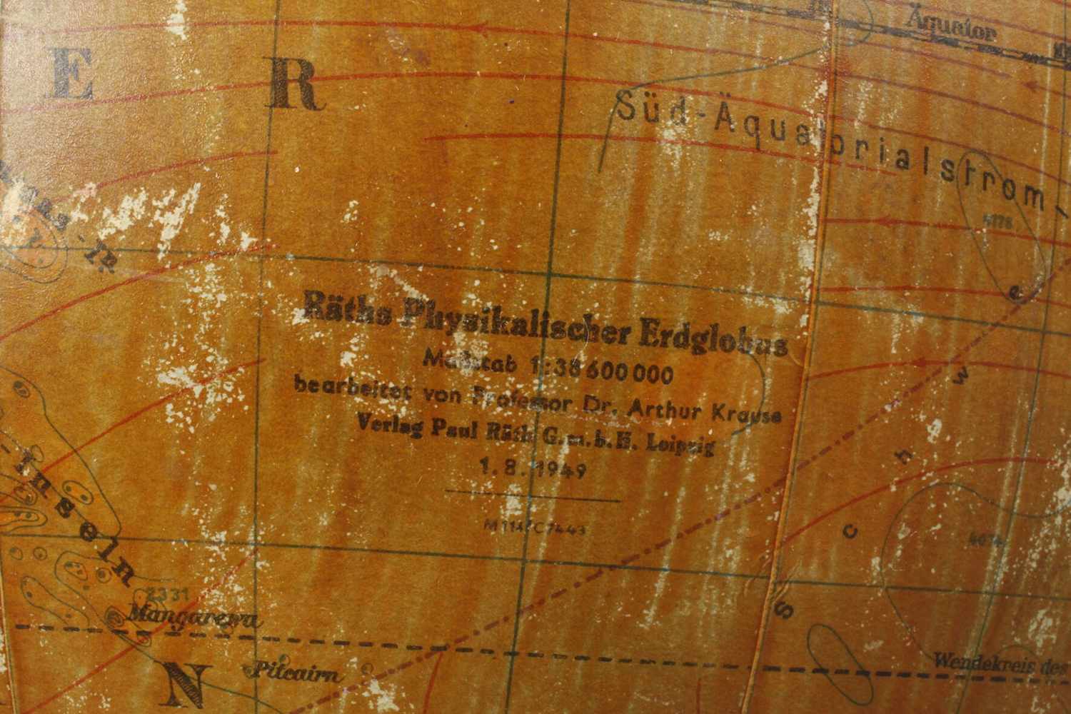 Vintage earth globe with light, Germany 1949