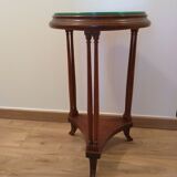 wooden console with mirrored tray