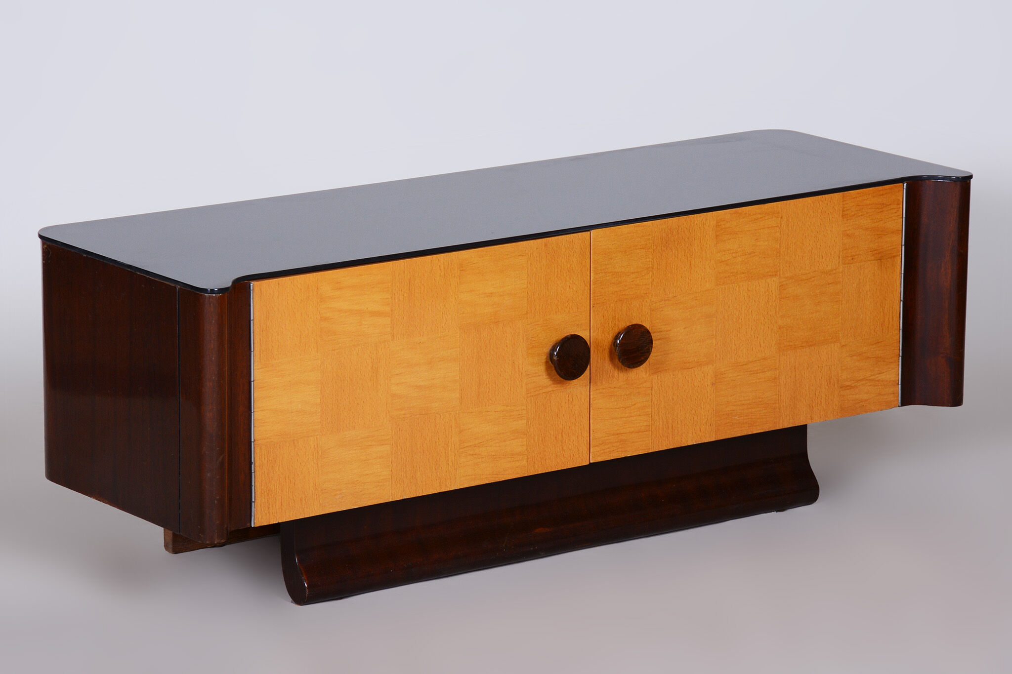 Artdeco small checkered inlay cabinet by Jindrich Halabala, Up Zavody, 1940s