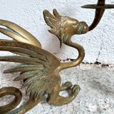 Paire de bougeoirs dragon laiton phoenix griffon