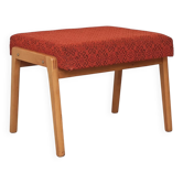 Tabouret ton bystrice ( thonet ) bois et tissu orange a motif 1960