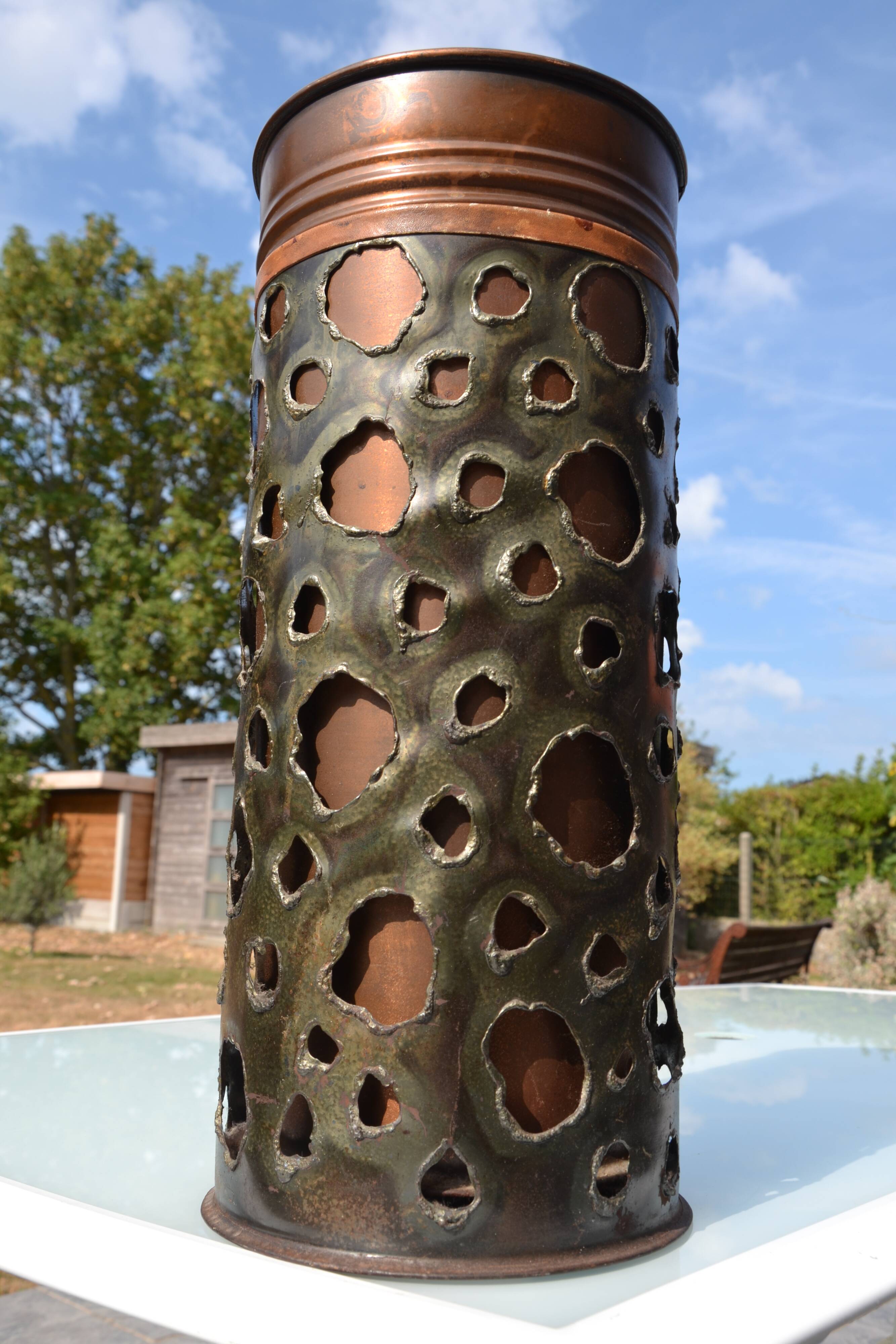 Vintage umbrella stand Sara Italy "copper blade"