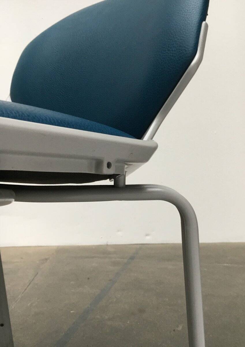 Stackable vintage leather dining chairs from the German space age by Fröscher, 1970s, set of 2.