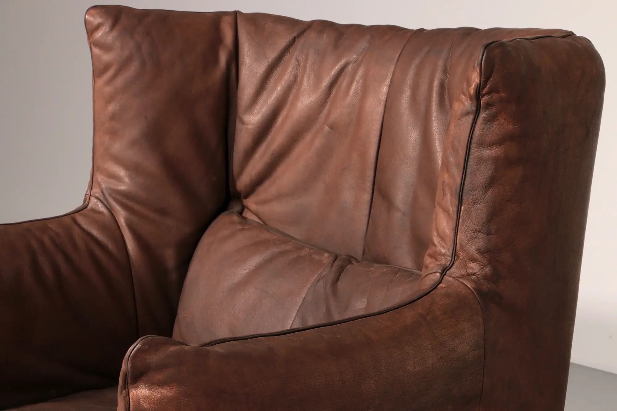 Patinated leather armchair by Gerard van den Berg for Montis, Netherlands, 1970s