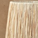 Large white ceramic lamp with raffia shade, 1970s