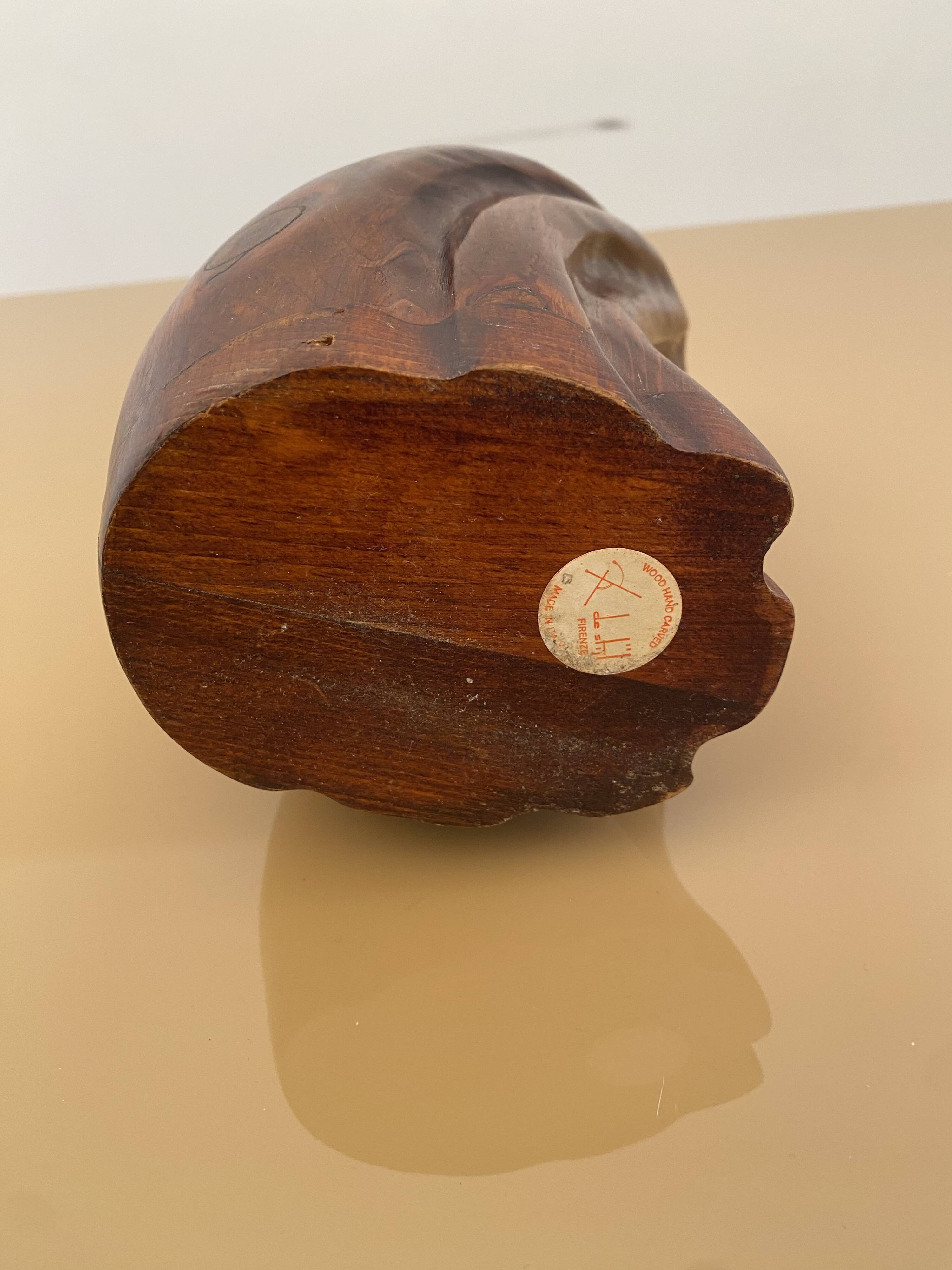 De Stijl Firenze Bottle Holder Wood Metal Brass Bird Sculpture 1970s