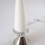 Chrome and opaline cornet lamp