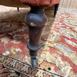 Napoleon III bench in turned wood and velvet