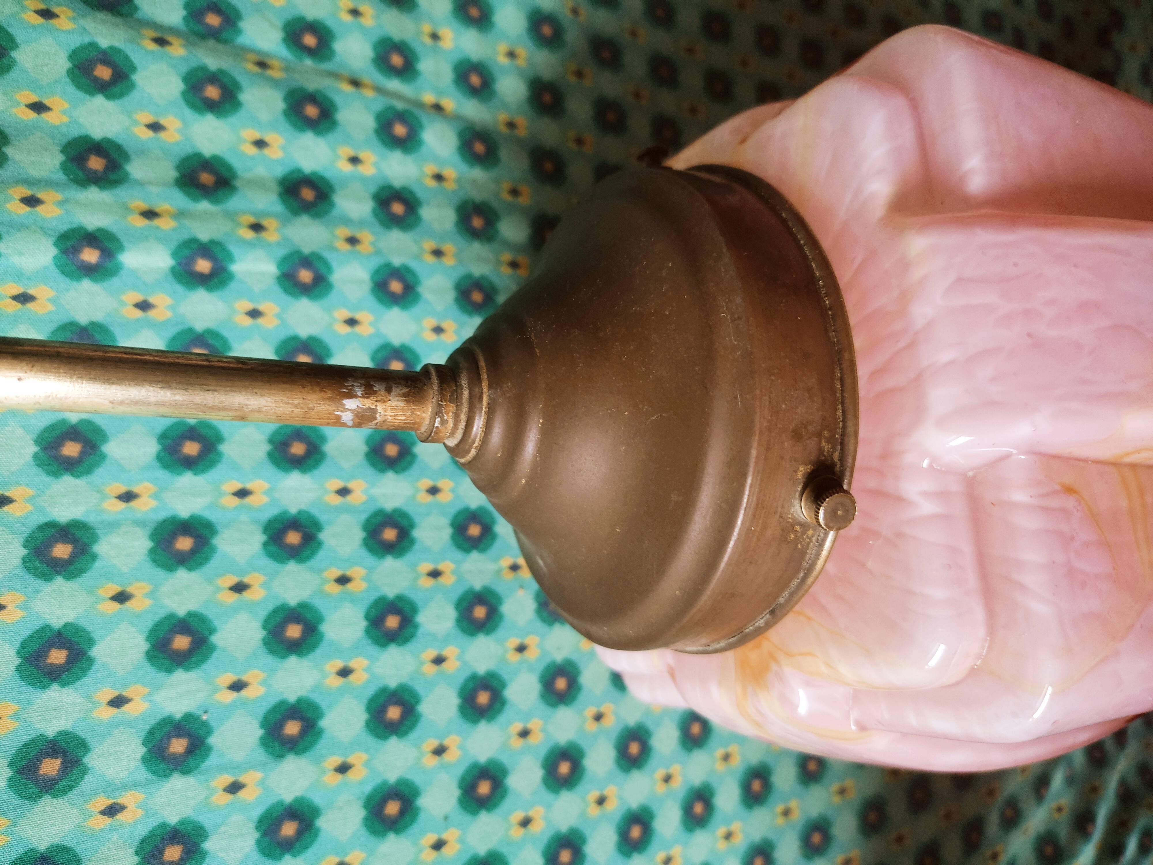 Art Deco pendant lamp in pink glass
