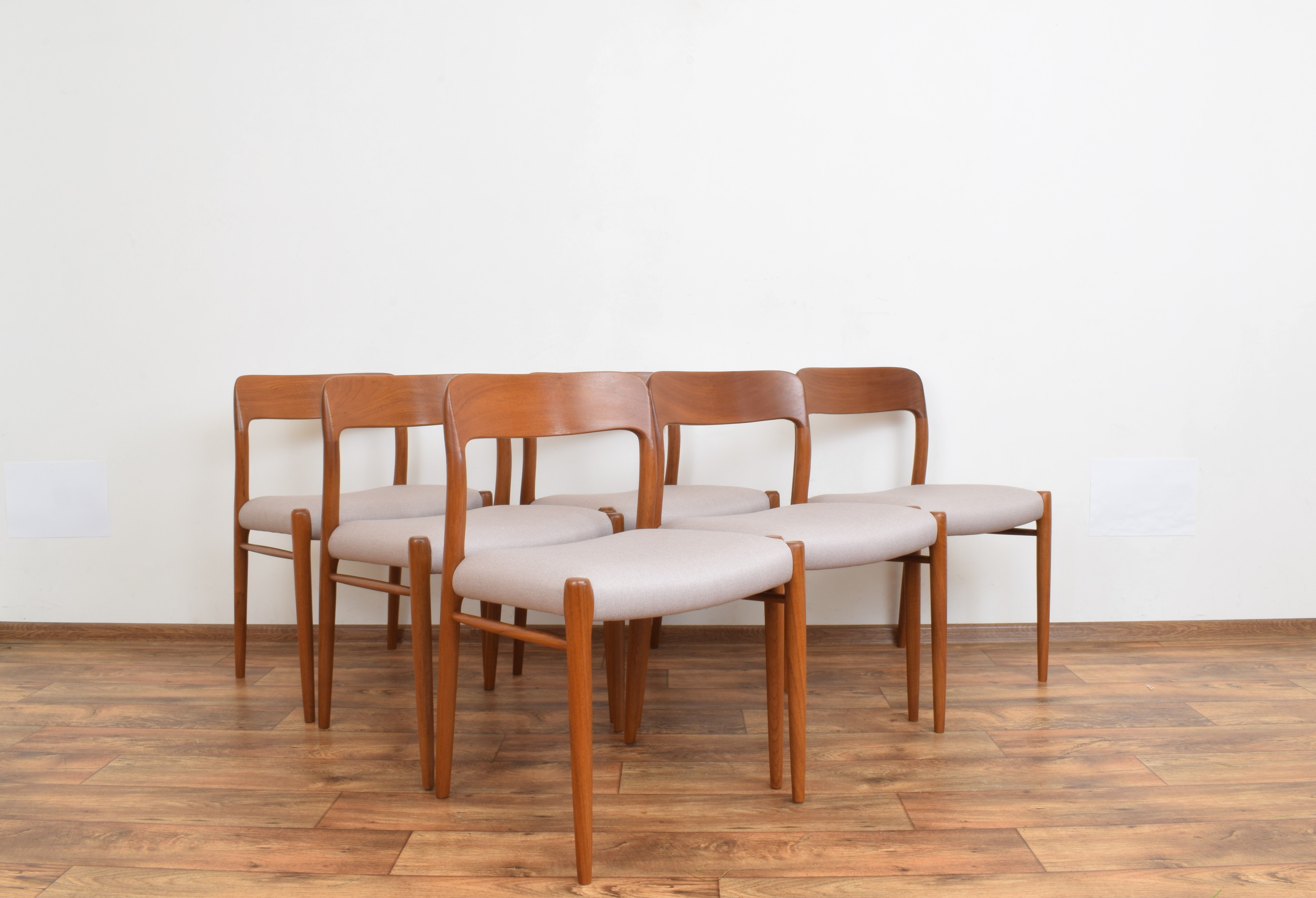 Danish Teak Dining Chair Model 75 by Niels Otto Møller for J.L. Møllers, 1960s, Set of 6.