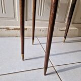 Set of 2 nesting tables in exotic wood veneer, tapered legs and