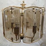 Suspension in smoked glasses – octagonal shape – 4 lights.