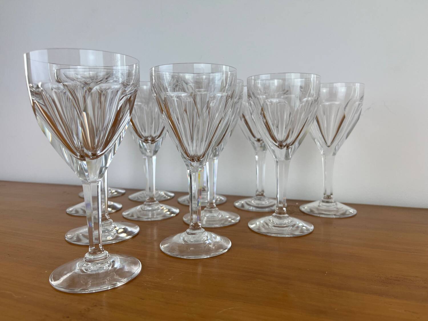 12 crystal wine glasses Lorraine Lemberg Bristol size