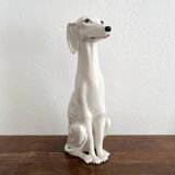 Chaumette vintage ceramic sitting white dog statue