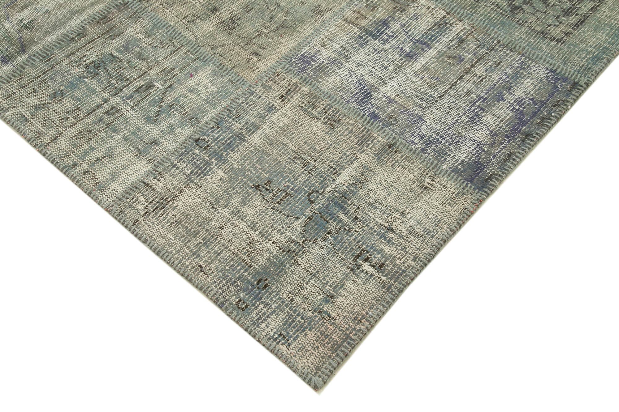 Handwoven Turkish Contemporary 176 cm x 246 cm Grey Patchwork Carpet