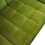 Green velvet vintage element sofa made in the 1970s