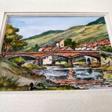André Duculty (1912-1990) Watercolor on paper "Pont de la Sorgues, in Versols-Lapeyre" Signed below