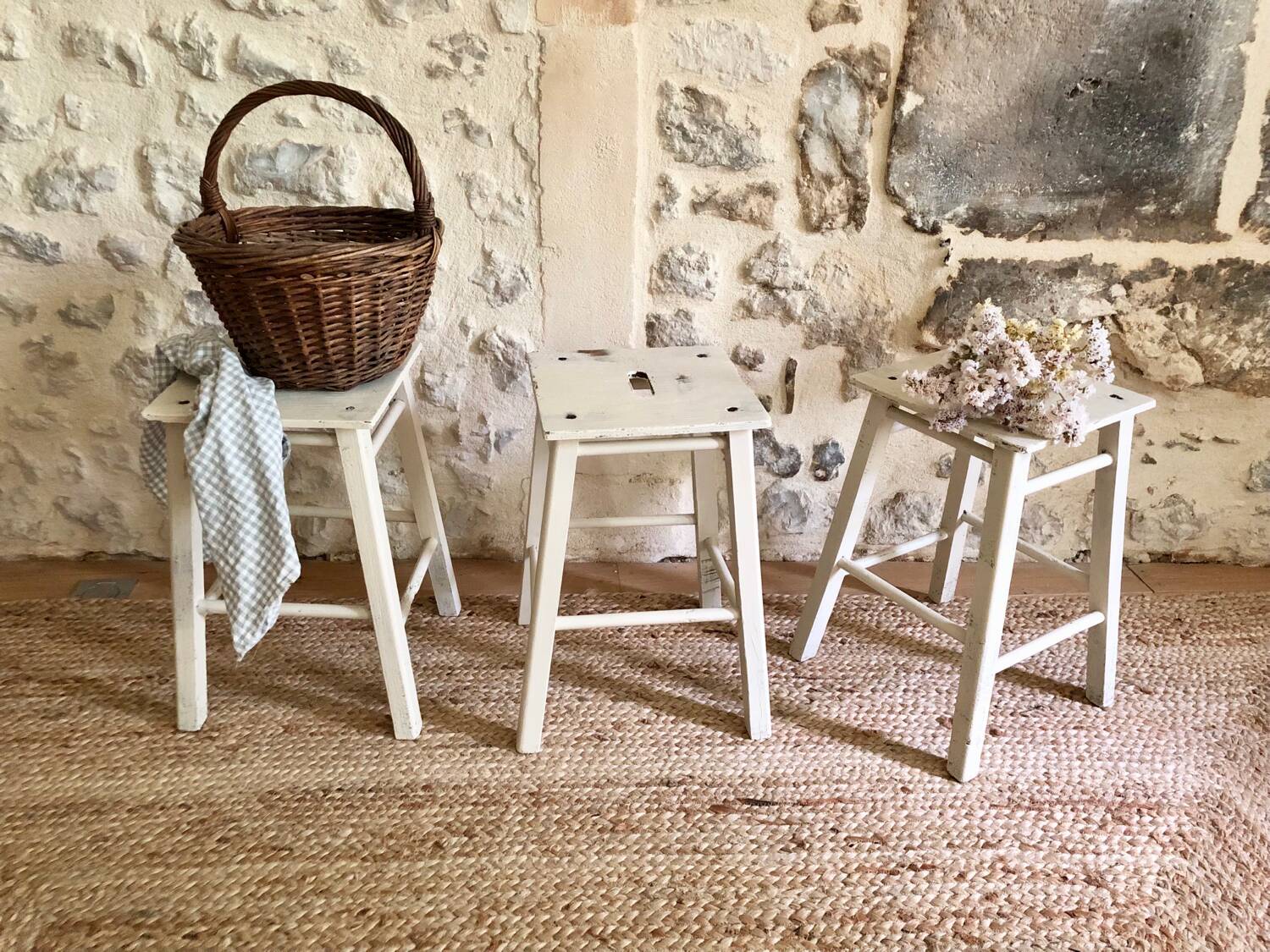Small antique wooden stools