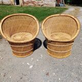 Pair of Vintage Wicker Armchairs