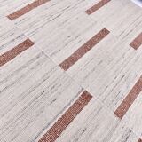 210x310 beige orange kilim rug, Beige terracota wool kilim carpet