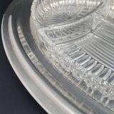 Plat en métal argenté avec coupelles compartimentées en verre