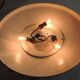 Large vintage ceiling light in opaline glass and brass – Arne Jacobsen style