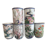 Lot of 6 Japanese Porcelain Tea Cups Franklin Mint 1981 - Kinuko Ya