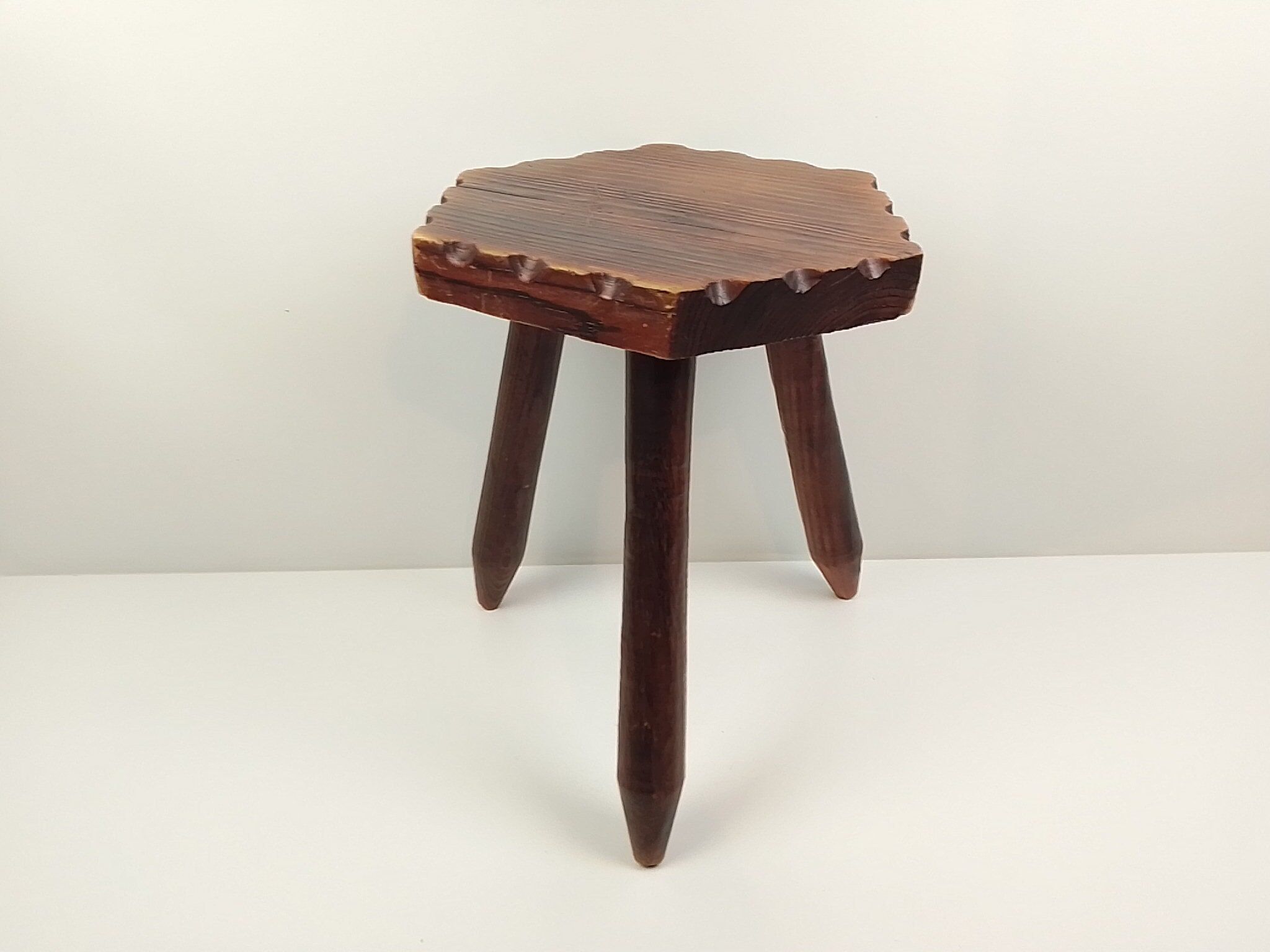 Hexagonal seated wooden stool