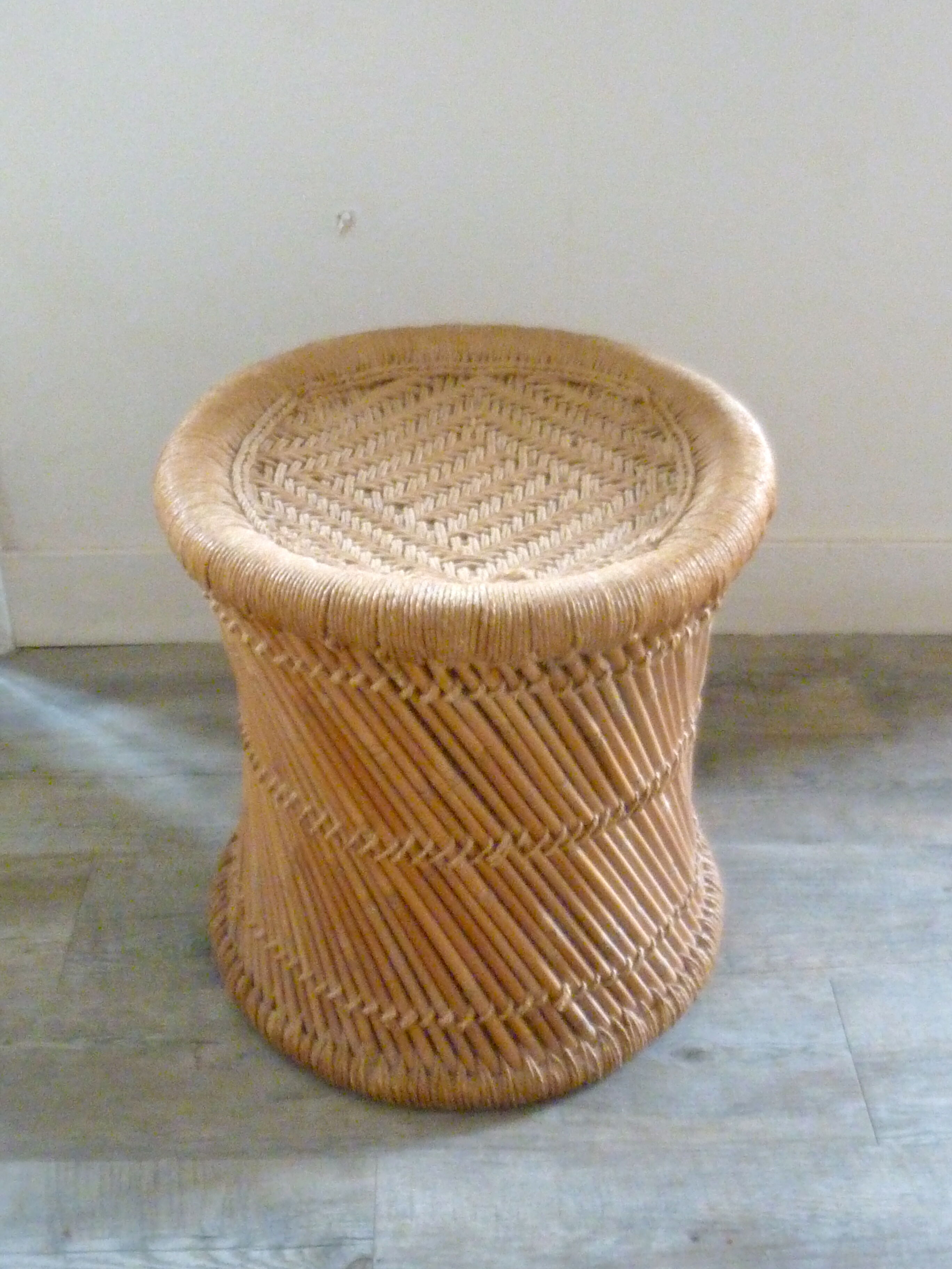 Stool in rattan and rope, 60 years