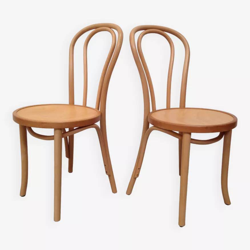 Pair of curved wooden bistro chairs