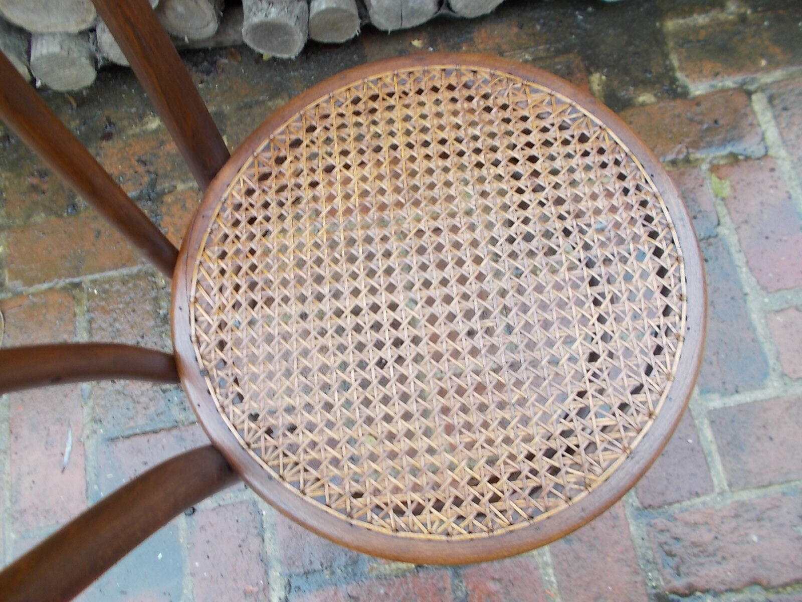 Curved wooden bistro chair and canning
